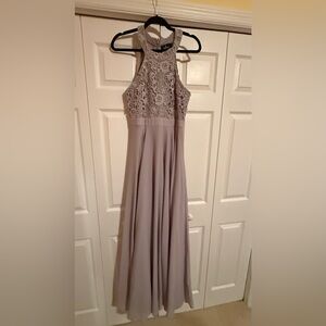 Lulu's Grey Lace Maxi Dress